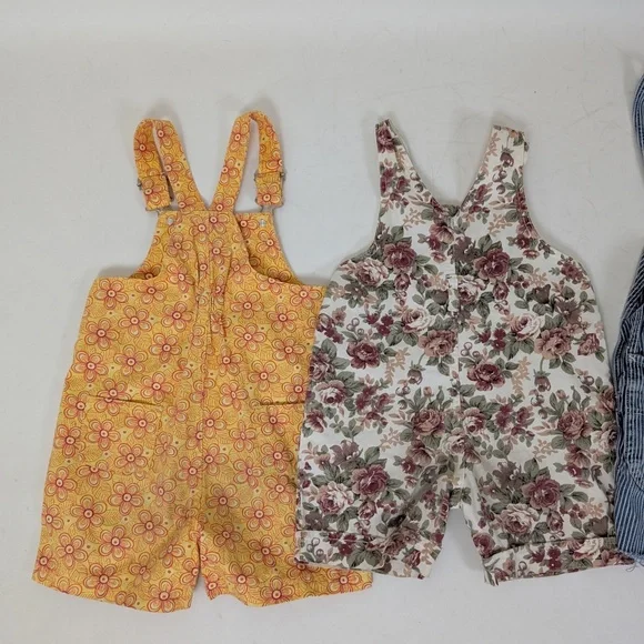 Bundle of 3 Overalls Girls Unisex Kids Child Coveralls Shortalls Shorts Onesie - Picture 8 of 8